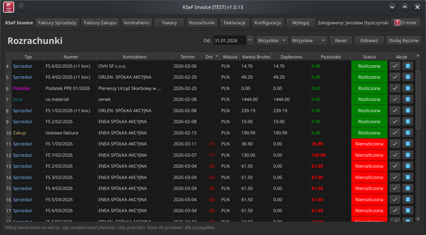 Moduł Rozrachunków